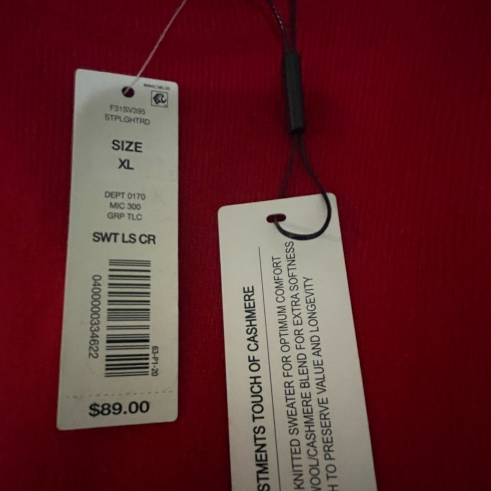 NWT 70%‎ Wool 30% Cashmere Blend Classic Crew Neck Sweater in Red - Picture 6 of 9